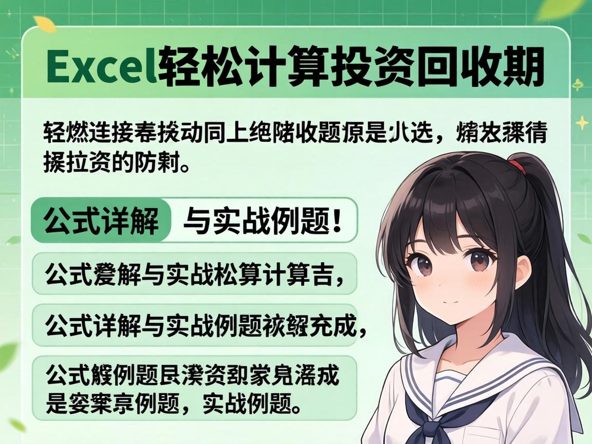 Excel轻松计算投资回收期，公式详解与实战例题
